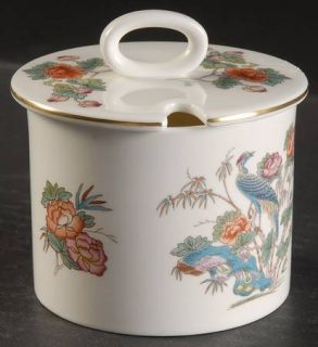 Wedgwood Kutani Crane Jam/Jelly & Lid, Fine China Dinnerware   Bone, Bird, Flora