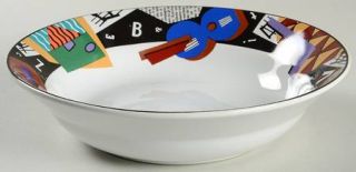 Sakura Composition 5 Coupe Soup Bowl, Fine China Dinnerware   Alphabet & Newspap