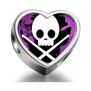 Music Theme Skull Music Heart Photo Charm Beads Bracelets Jewelry