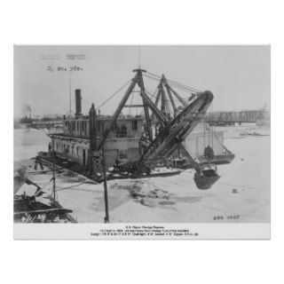 Dipperhead Dredge USS Depere 1924 Print