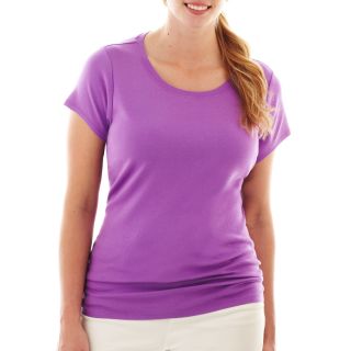 Short Sleeve Crewneck Tee   Plus, Purple, Womens