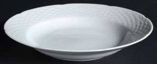 Toscany Bianco Large Rim Soup Bowl, Fine China Dinnerware   White, Embossed