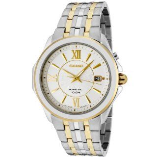 Seiko Men's SKA436 Kinetic Ivory Dial Two Tone Stainless Steel Watch Watches