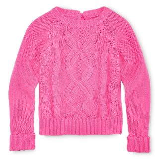 ARIZONA Cable Knit Sweater   Girls 6 16 and Plus, Carmine Rose, Girls