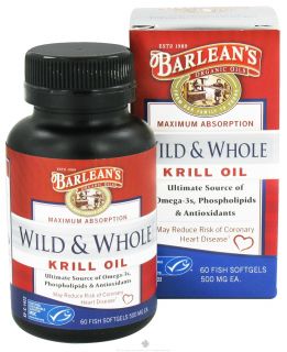 Barleans   Wild and Whole Krill Oil 500 mg.   60 Fish Softgel(s)