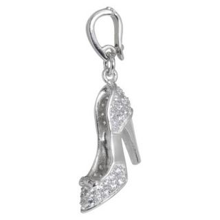 Silver Plated Cubic Zirconia Shoe Charm Pendant   Silver/Clear