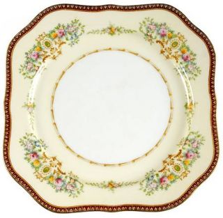 Meito Mei57 Square Salad Plate, Fine China Dinnerware   Red & Yellow Border Flor