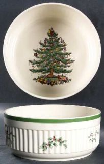 Spode Christmas Tree Green Trim Souffle, Fine China Dinnerware   Newer Backstamp