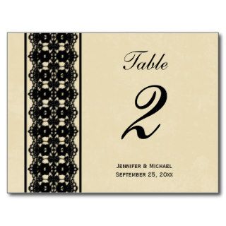 Elegant black lace custom wedding table card post card