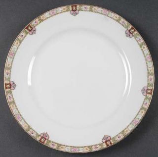 Noritake Regina Luncheon Plate, Fine China Dinnerware   Flower Band W/ Green & C