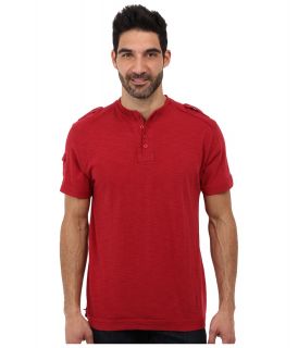 Request Rich Knit Top Mens Short Sleeve Pullover (Red)