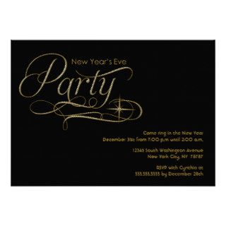 Gold Sparkles New Year's Eve Party Invitation