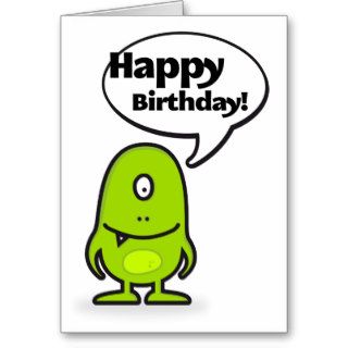Mr Funny Monster Happy Birthday Greeting Cards