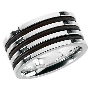 Sterling Silver And Rubber Fashion Ring Jewelry