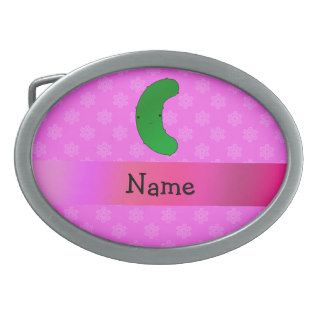 Personalized name pickle pink snowflakes belt buckle