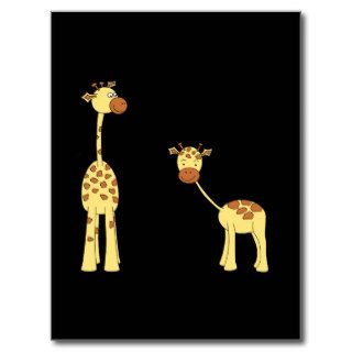 Adult and Baby Giraffe. Cartoon Postcards