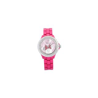 Disney Pink Enamel Crystal Accent Minnie Watch, Womens
