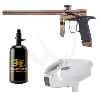 Dangerous Power G5 Brown Paintball Gun + Empire 48/3000 HPA Tank + Halo Too White Hopper Loader  Paintball Gun Packages  Sports & Outdoors