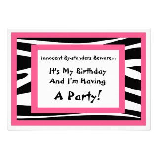 Zebra Print Birthday Party Invitation