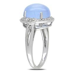 Miadora 14k White Gold Blue Chalcedony and 1/6ct TDW Diamond Ring (H I, SI1 SI2) Miadora Gemstone Rings