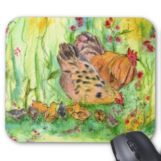 Chickens Hen Rooster Bird Farm Mouse Pad