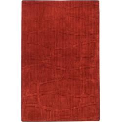 Candice Olson Loomed Red Piray Abstract Plush Wool Rug (8' x 11') Surya 7x9   10x14 Rugs