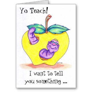 Teacher Appreciation Card with Apple and Worm