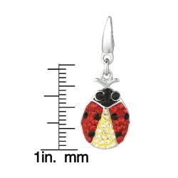 Sterling Silver Black, Red and Clear Crystal Ladybug Charm Silver Charms
