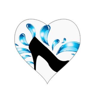 Shoe silhouette with water droplets heart sticker