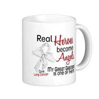 Heroes Become Angels Great Grandpa Lung Cancer Coffee Mugs
