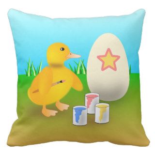 Duckling paints egg  Pillow