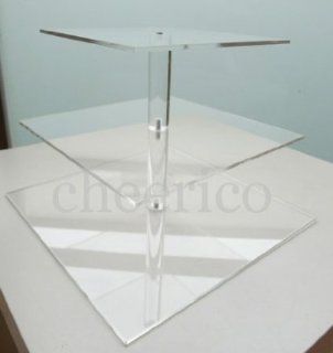 Cheerico   3 Tier Large Square Pole Wedding Acrylic Cupcake Stand Tree Tower Cup Cake Display Dessert Tower Serveware Kitchen & Dining