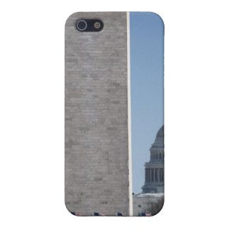 Snowy Washington Monument and U.S. Capitol buildin iPhone 5 Cover