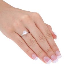 Miadora 10k White Gold Created White Sapphire Solitaire Ring Miadora Gemstone Rings