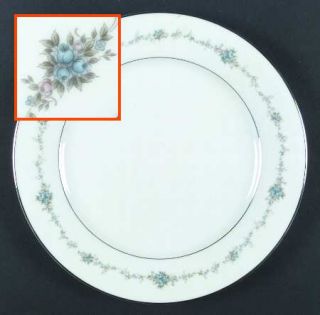 Noritake Glencoe Dinner Plate, Fine China Dinnerware   Blue & Pink Roses & Flowe