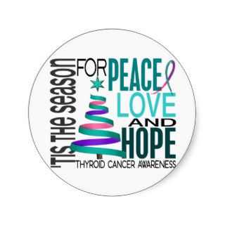 Peace Love Hope Christmas Holiday Thyroid Cancer Sticker