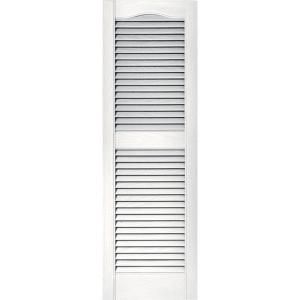 Builders Edge 15 in. x 48 in. Louvered Shutters Pair in #117 Bright White 010140048117
