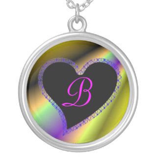 Heart on rainbow with letter B Personalized Necklace