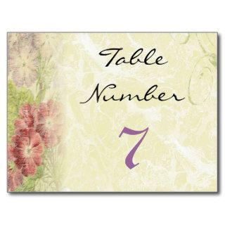 Vintage Inspired Floral Table Numbers Post Cards