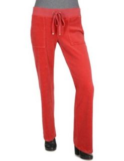 Juicy Couture Velour Bootcut Lounge Pants Small Red Snap Pockets Low Rise Clothing