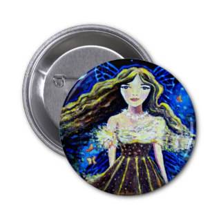 Fairy Art button   "Forest Fairy Princess"