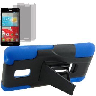 BW Armor Video Stand Protector Hard Shield Snap On Case for Boost Mobile, U.S. Cellular LG Optimus F3 US780 x2 Fitted Screen Protector  Blue Cell Phones & Accessories