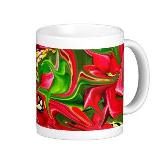 Crazy cool red green abstract painted mug