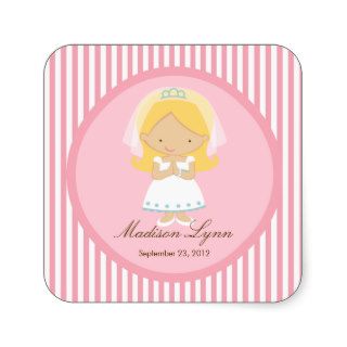 Sweet Girl First Holy Communion Sticker Brown Pink