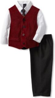 Nautica Dress Up Boys 2 7 4 Piece Vest Set, Dark Red, 7 Clothing