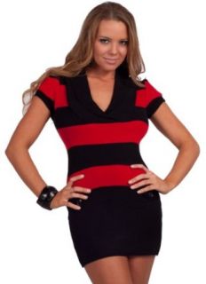 Chic Straight Cut Short Sleeved Cowl Neck Collar Versatile Soft Knitted Striped Sweater Mini Dress