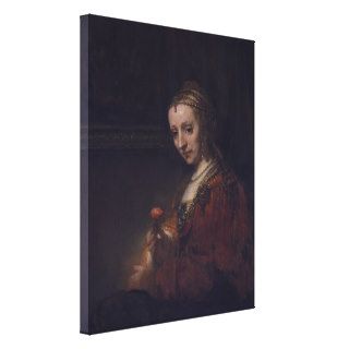 Woman with a Pink Carnation by Rembrandt van Rijn Gallery Wrapped Canvas