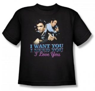Elvis   I Want You Youth T Shirt In Black Novelty T Shirts Clothing