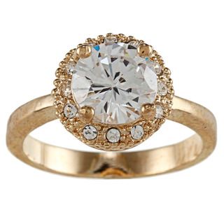 City Style Gold Clear CZ Solitaire Ring City Style Cubic Zirconia Rings