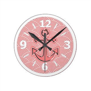 Coral Metal Anchor Clocks